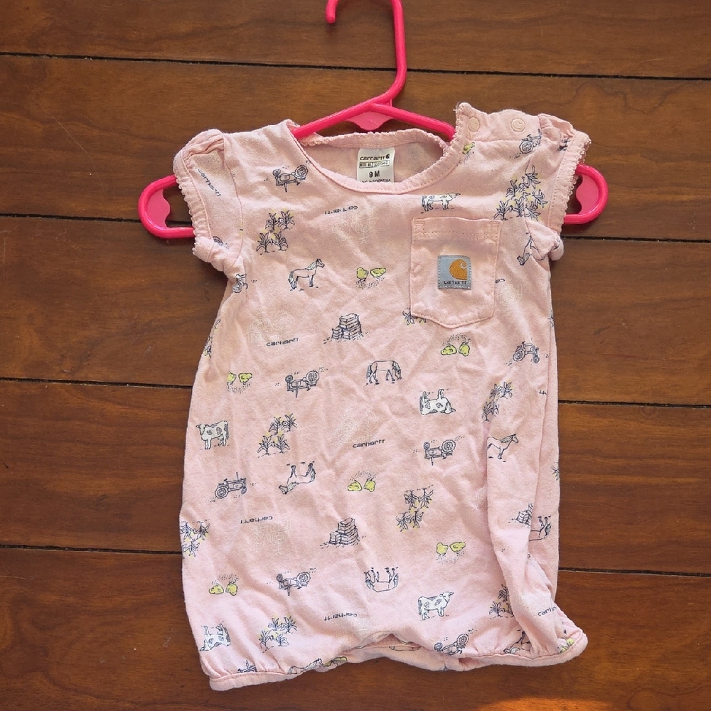 Carhartt Light Pink Kids Nightgown with Animal Print